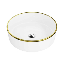 Lavoar pe blat Spectrum, Rosina Gold Line, rotund, alb-auriu